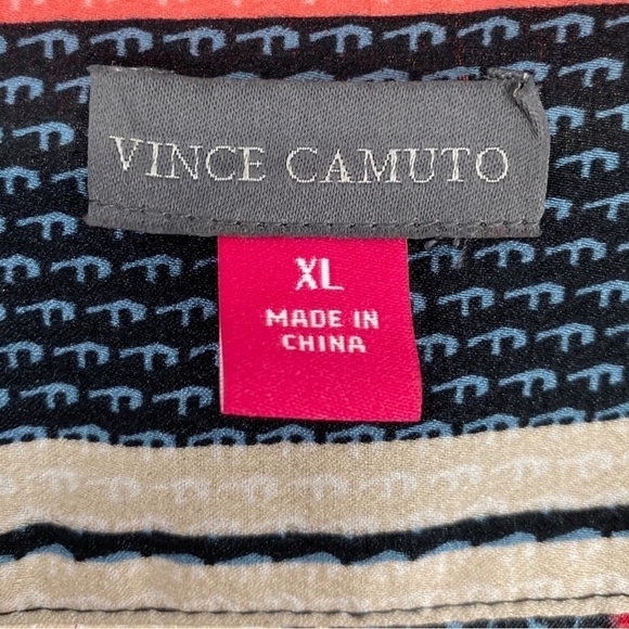 Vince Camuto Women’s Red Pink Navy Striped Top Size XL - Picture 6 of 8